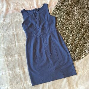 Banana Republic Women Blue Linen Look Sleeveless Sheath Dress Petite Siz…